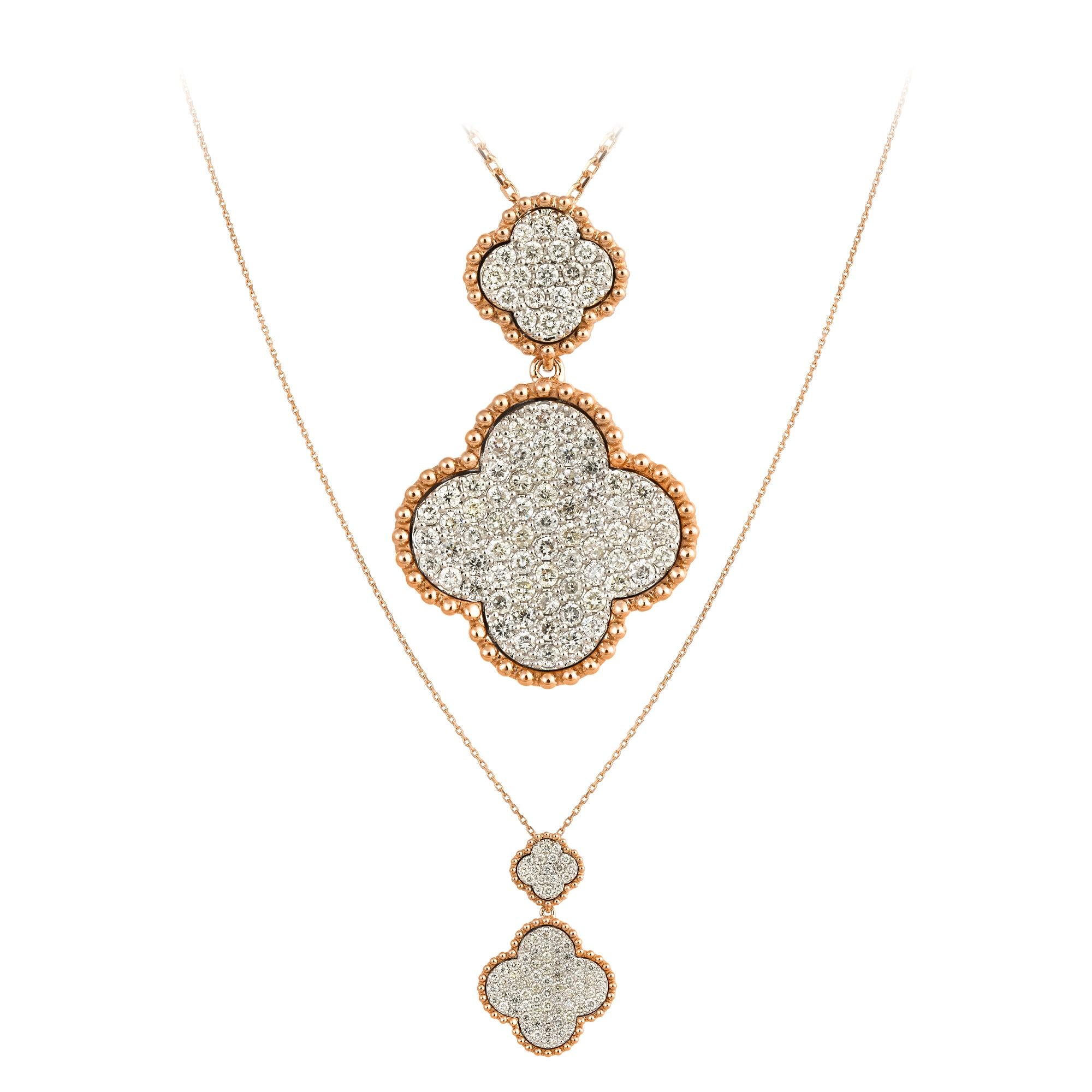 Blume Modern Weiß Pink Gold 18K Halskette Diamant für Sie im Zustand „Neu“ im Angebot in Montreux, CH