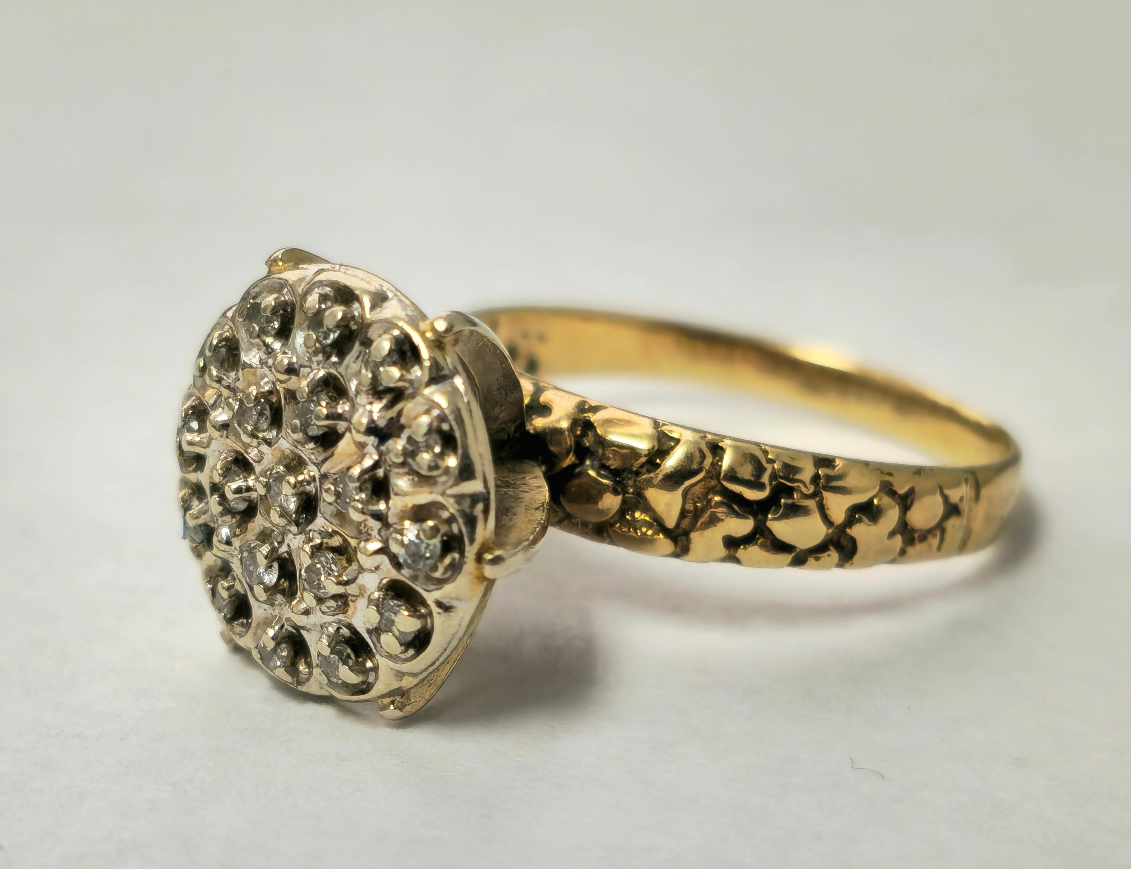 Art Deco Flower Motif 1/4 Carat Diamond Engagement Ring  For Sale