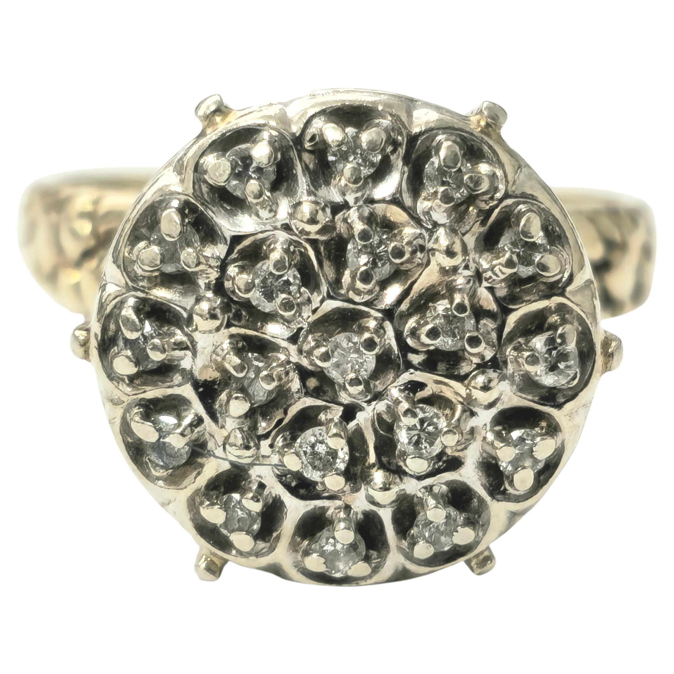 Flower Motif 1/4 Carat Diamond Engagement Ring  For Sale