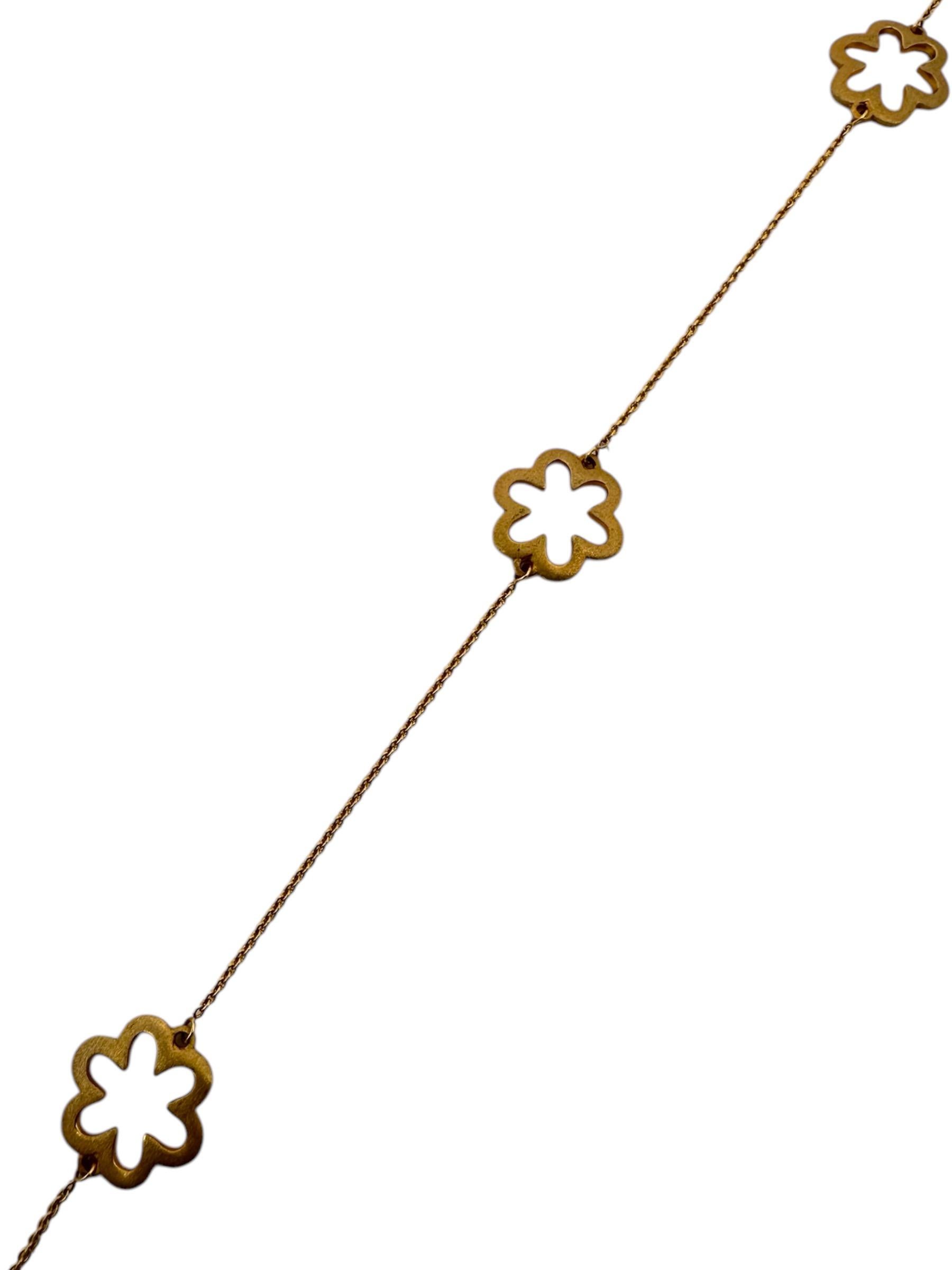 Halskette mit Blumenmotiv aus 14 Karat Gelbgold 39,50 Zoll (Moderne) im Angebot