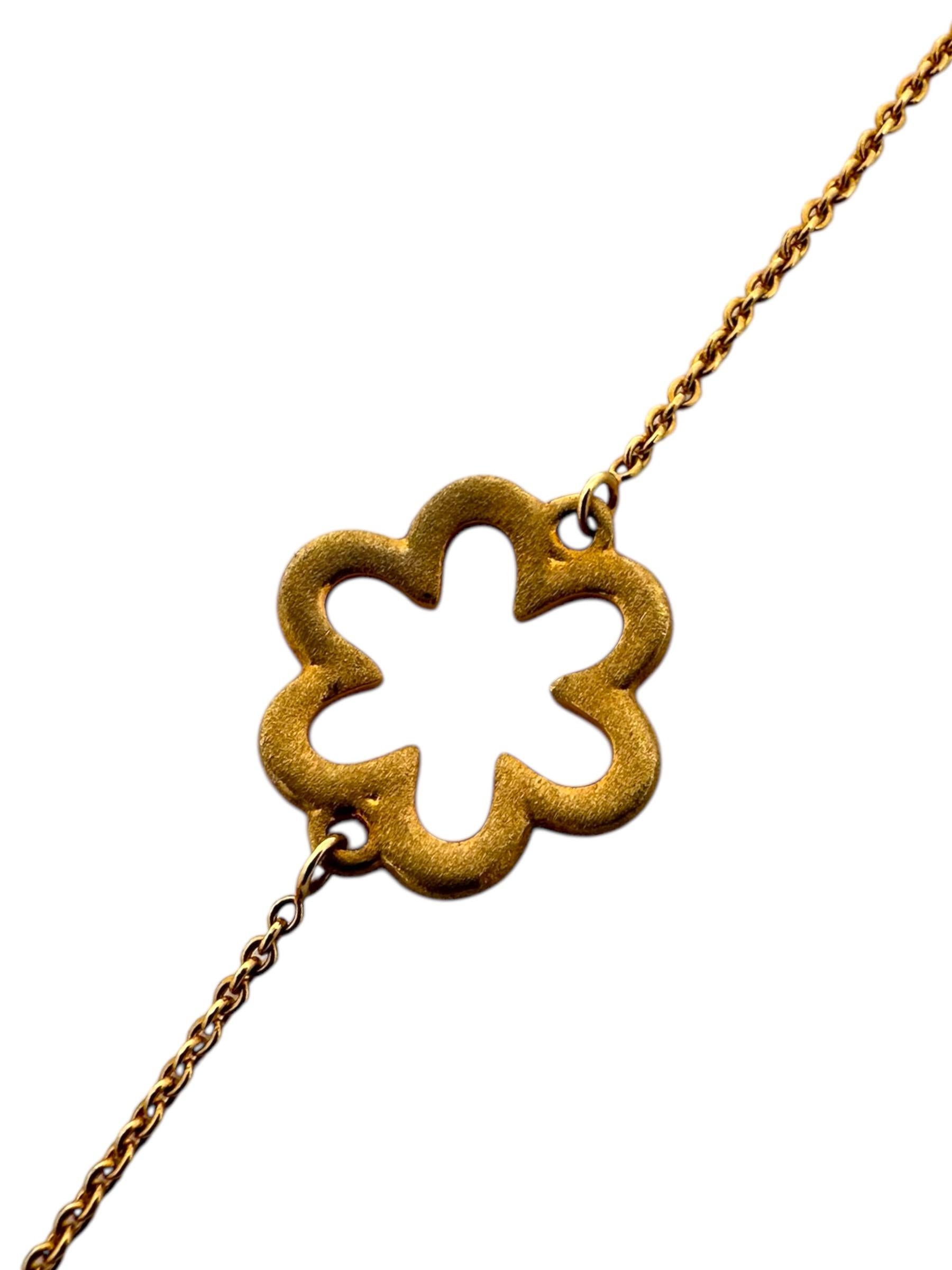 Halskette mit Blumenmotiv aus 14 Karat Gelbgold 39,50 Zoll Damen im Angebot