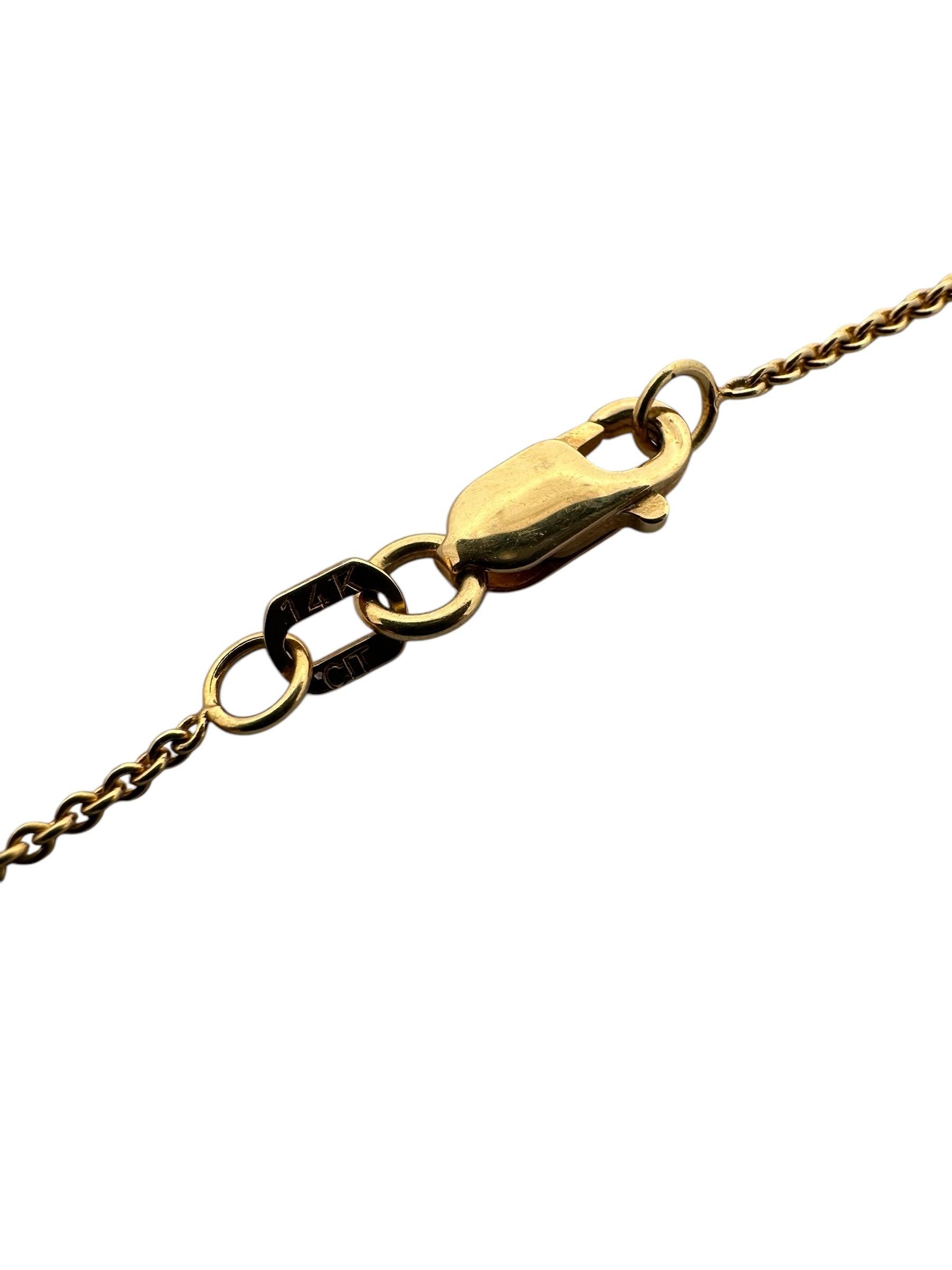 Halskette mit Blumenmotiv aus 14 Karat Gelbgold 39,50 Zoll im Angebot 1