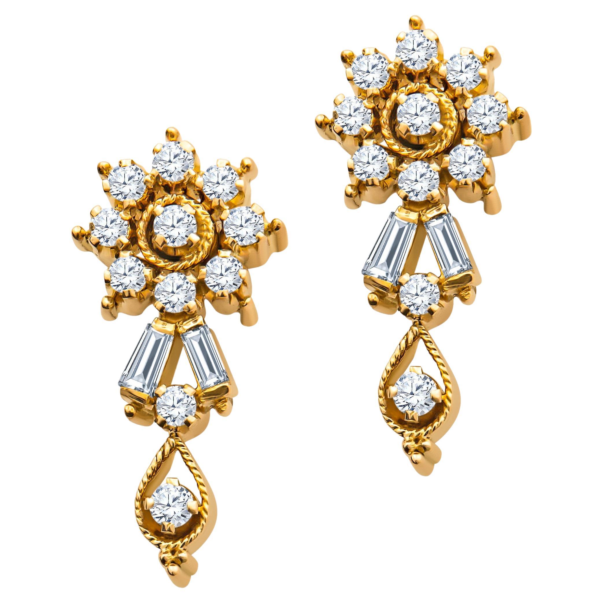 Flower Motif Diamond Earrings