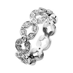 Flower Motif Diamond Eternity Band in White Gold