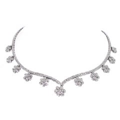 4 ct Diamond Flower Diamond Necklace 18 Karat Gold. Retail $14, 800