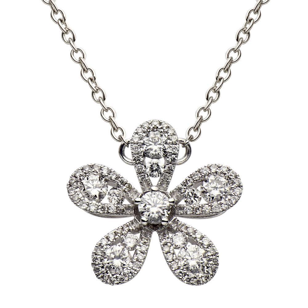 Flower Motif Diamond Pendant For Sale
