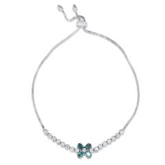 Flower Natural Color Changing Alexandrite White Diamond Bolo Bracelet 14K Gold