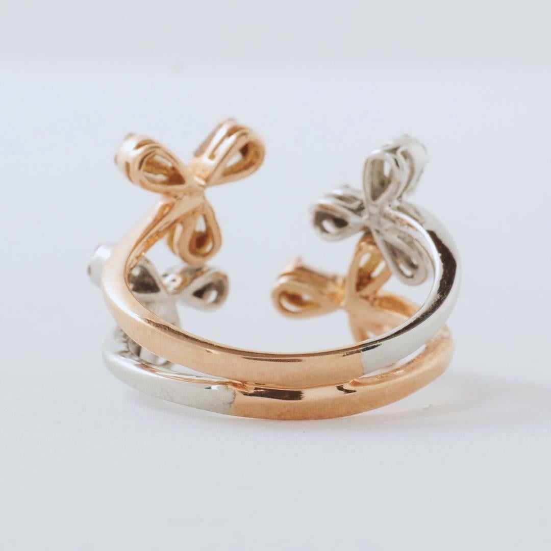 De las mujeres Flower Natural Diamond Cocktail Ring in 14k Solid Gold (Certified) en venta