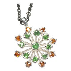 Flower necklace Tsavorite, Mandrin pendant