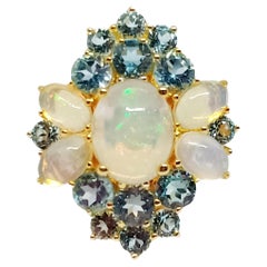 (Big Ring) Flower Opal (3.50cts) 18k Gold Plated over Sterling Silver