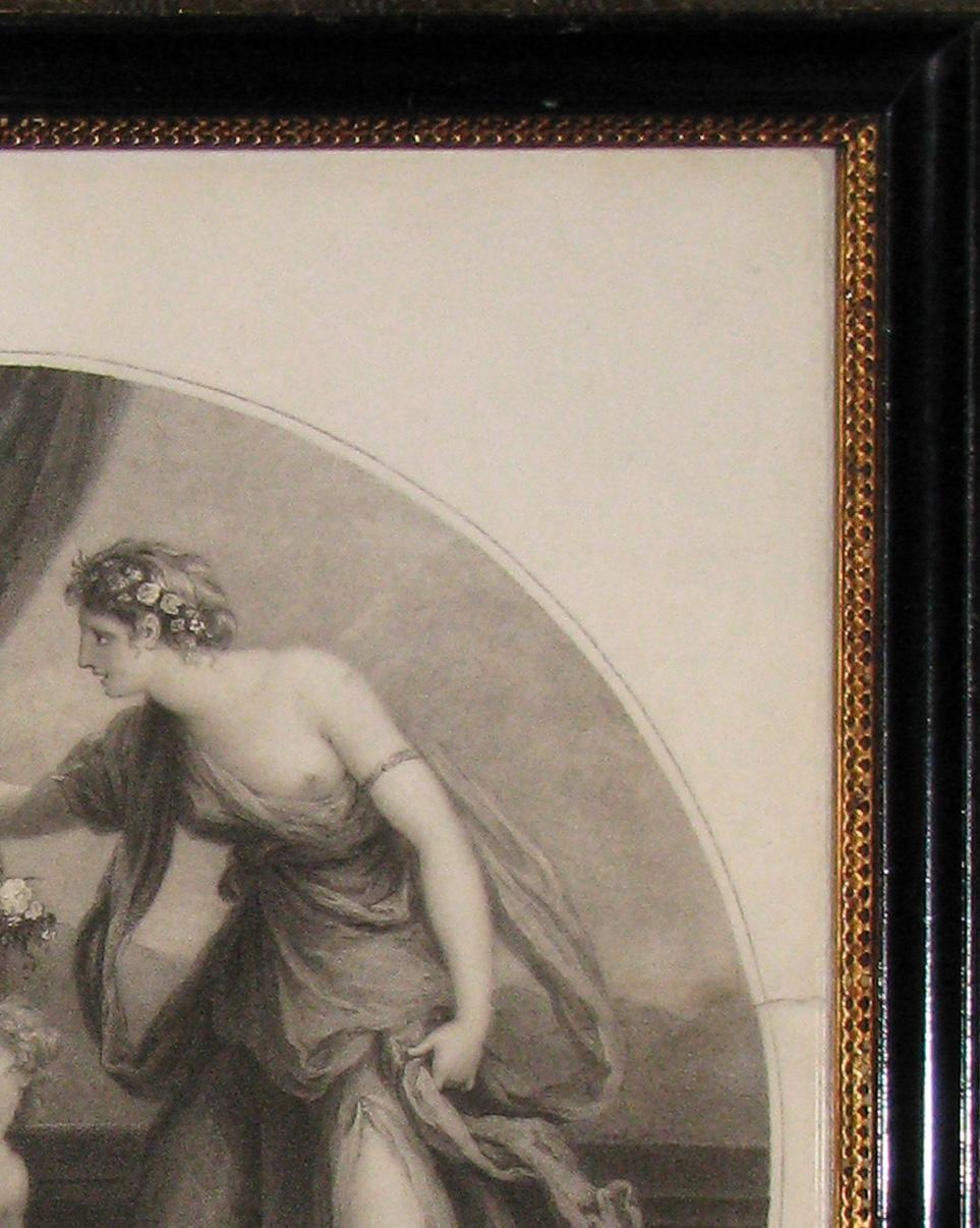 English Flower Painted by Varelst. Stipple Engraving by T. Burke after Angelica Kauffman For Sale