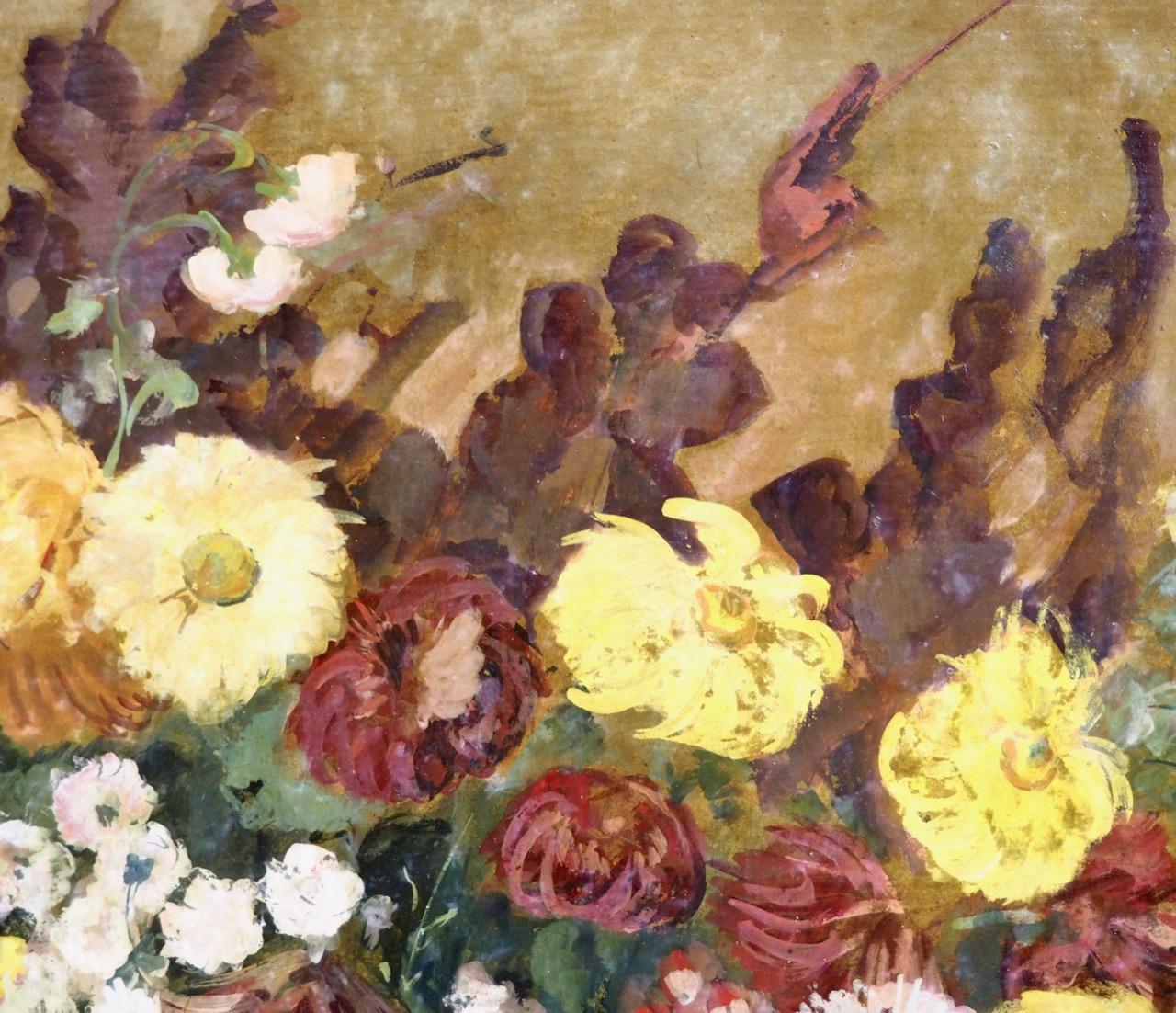 Danish Flower Painting, Signed Folmer Bronnén 1926, Oil on Wood