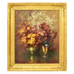 Blumengemälde, 19. Jahrhundert, Ölgemälde auf Leinwand