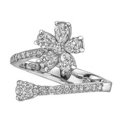 Flower & Pear-Shaped Diamond Bypass Ring