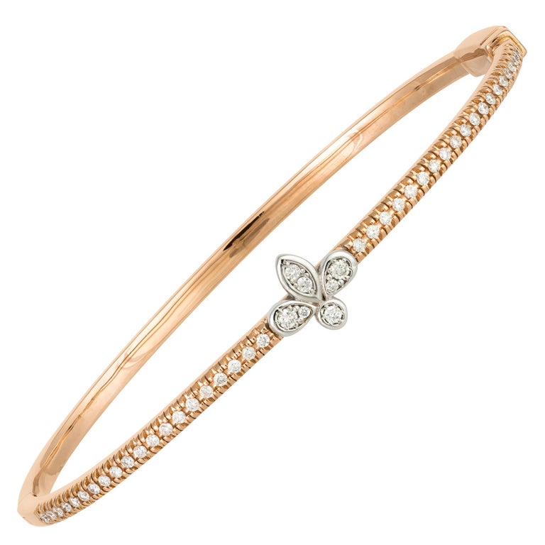 Flower Pink Gold 18K Bracelet Diamond for Her For Sale at 1stDibs