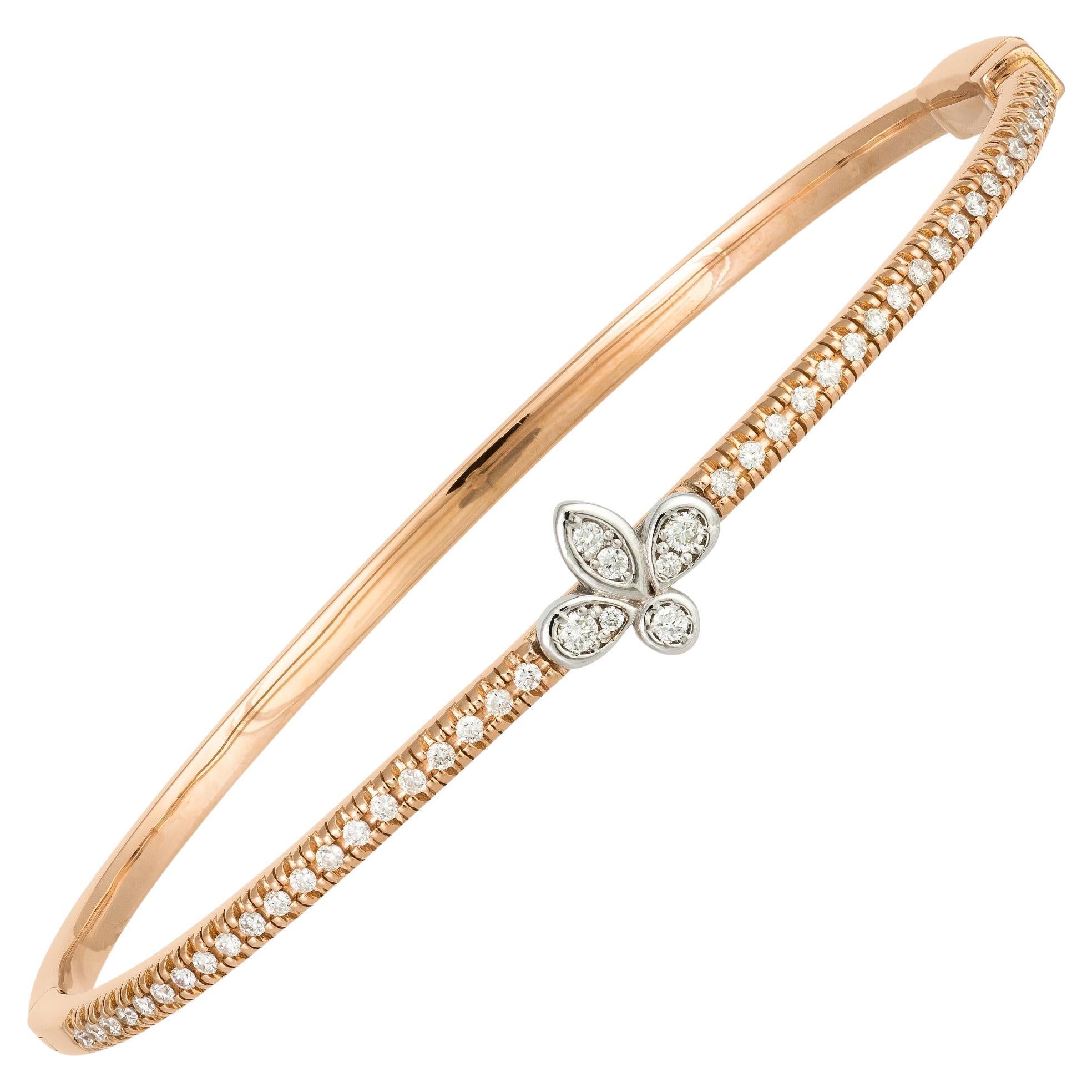 Bracelet en or rose 18K avec fleurs et diamants pour elle