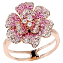 Flower Pink Sapphire Diamond Ring 14 Karat Rose Gold