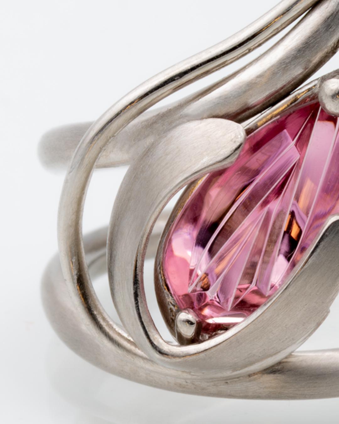 De las mujeres Anillo Flor Platino Rosado Turmalina en venta