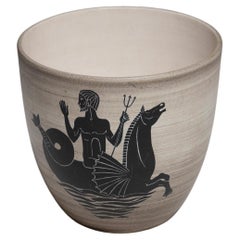 Pot de fleurs "Neptune" en faïence par Henri Milet, années 1950.
