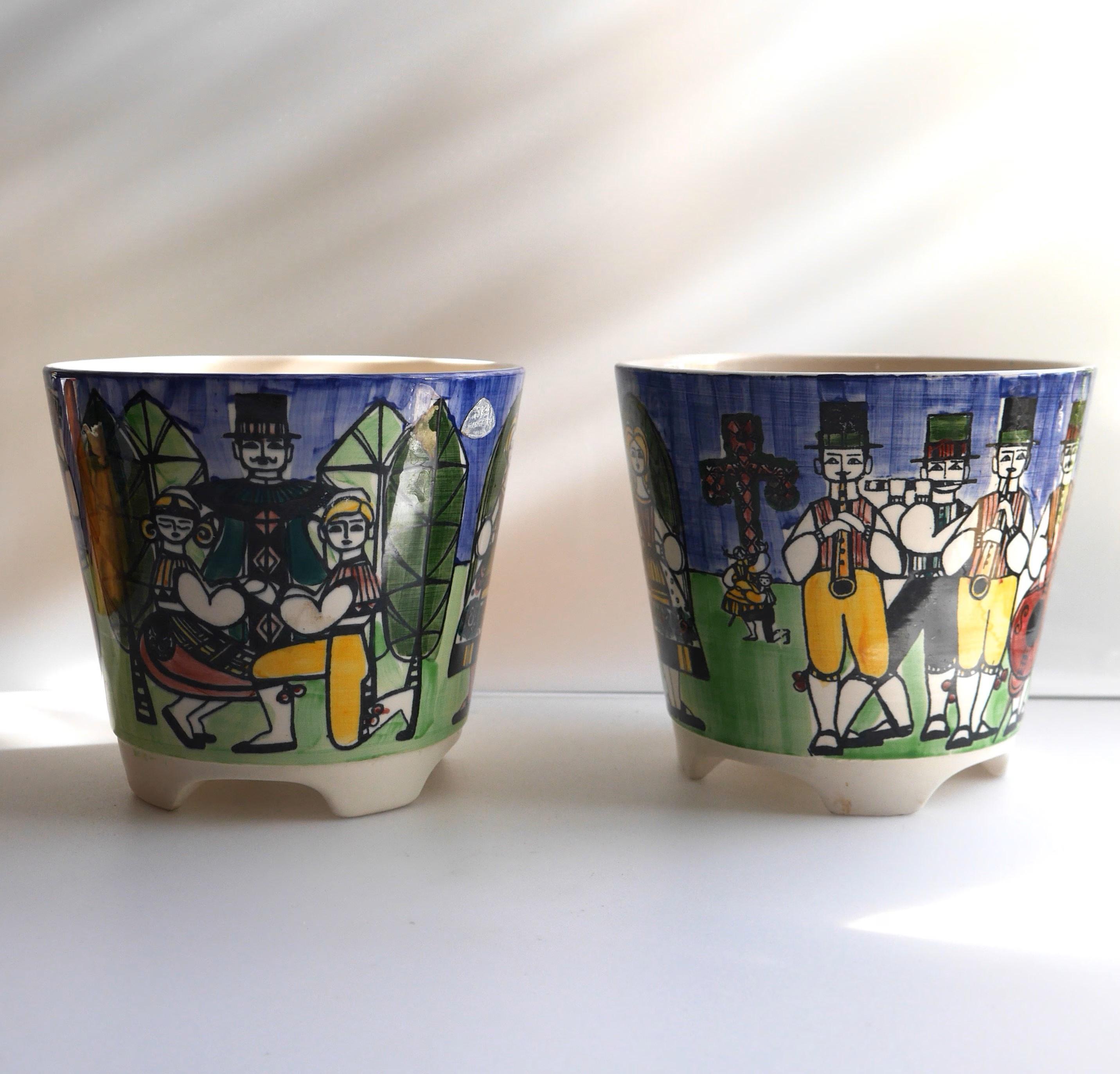 Ceramic Flower pots or planters by Anita Nylund for Jie, Sweden For Sale