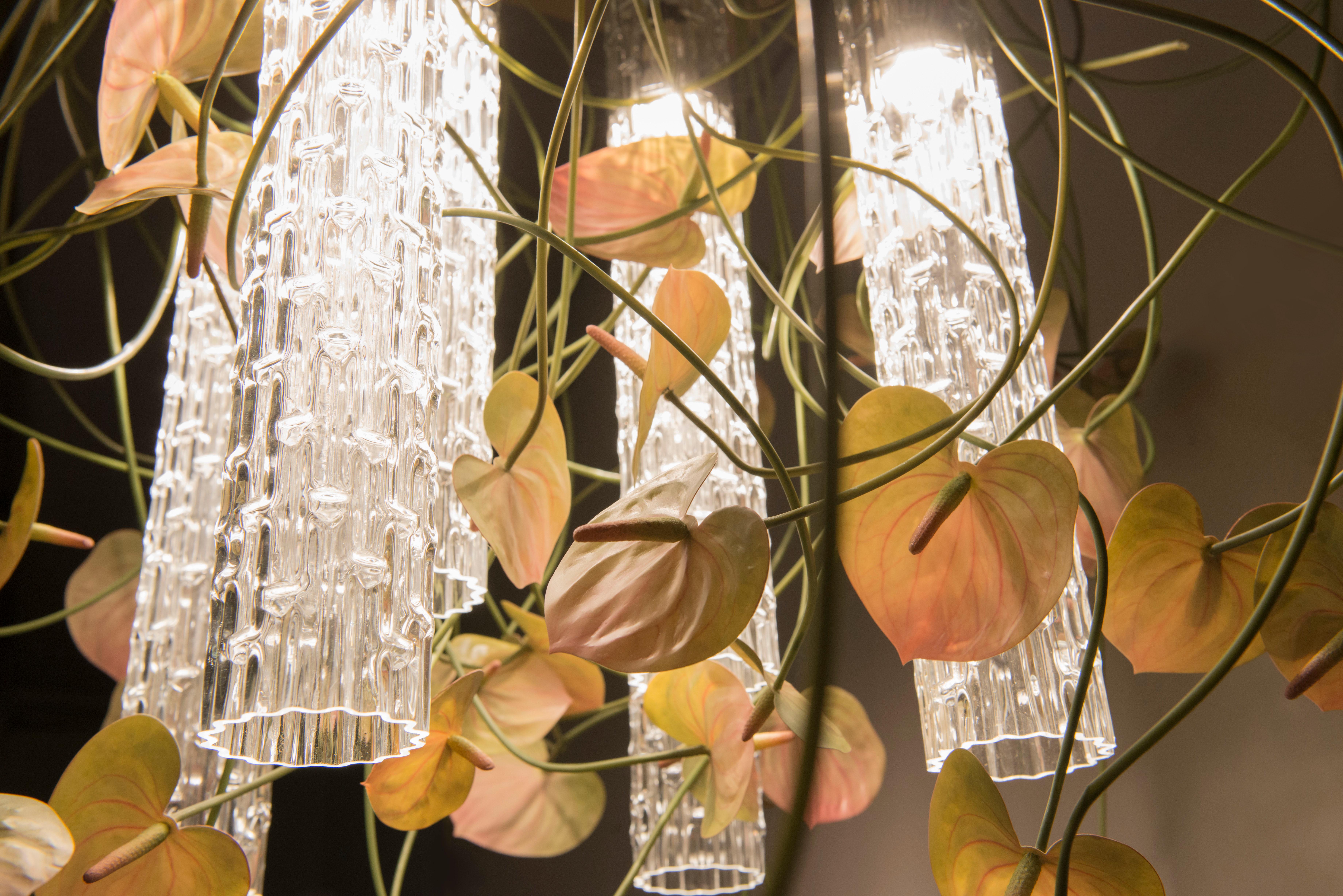 Hand-Crafted Flower Power Anthurium Chandelier, Italy For Sale