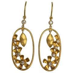 Flower Power Diamond Earrings, 18 Karat Yellow Gold, A2 by Arunashi