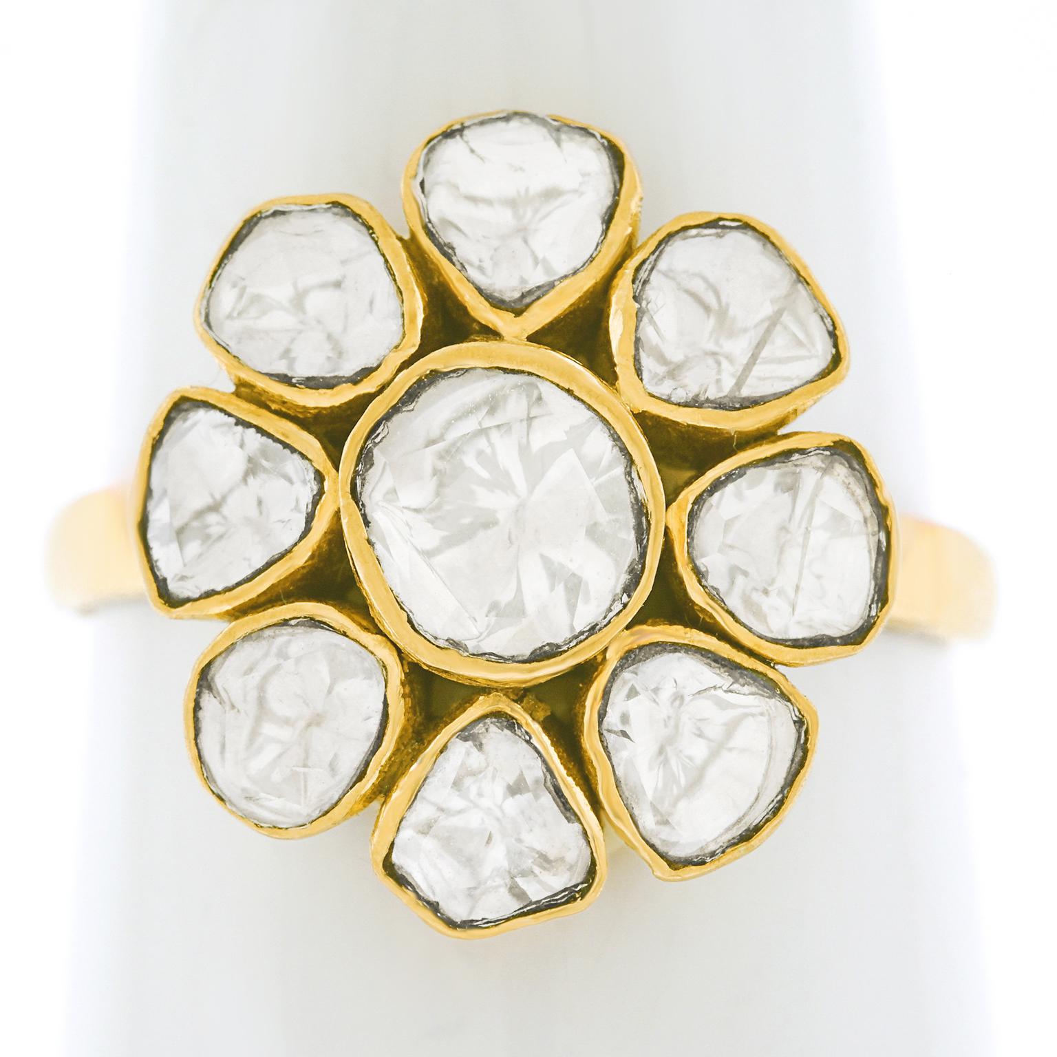 Flower Power Diamond Set Gold Ring 3