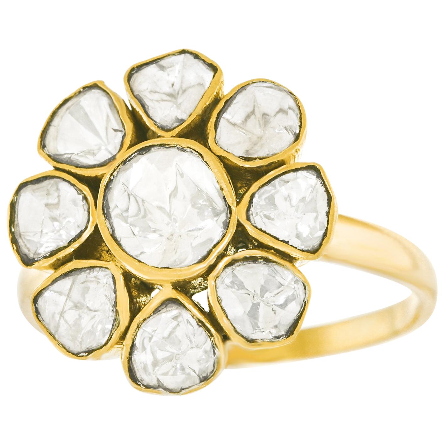 Flower Power Diamond Set Gold Ring