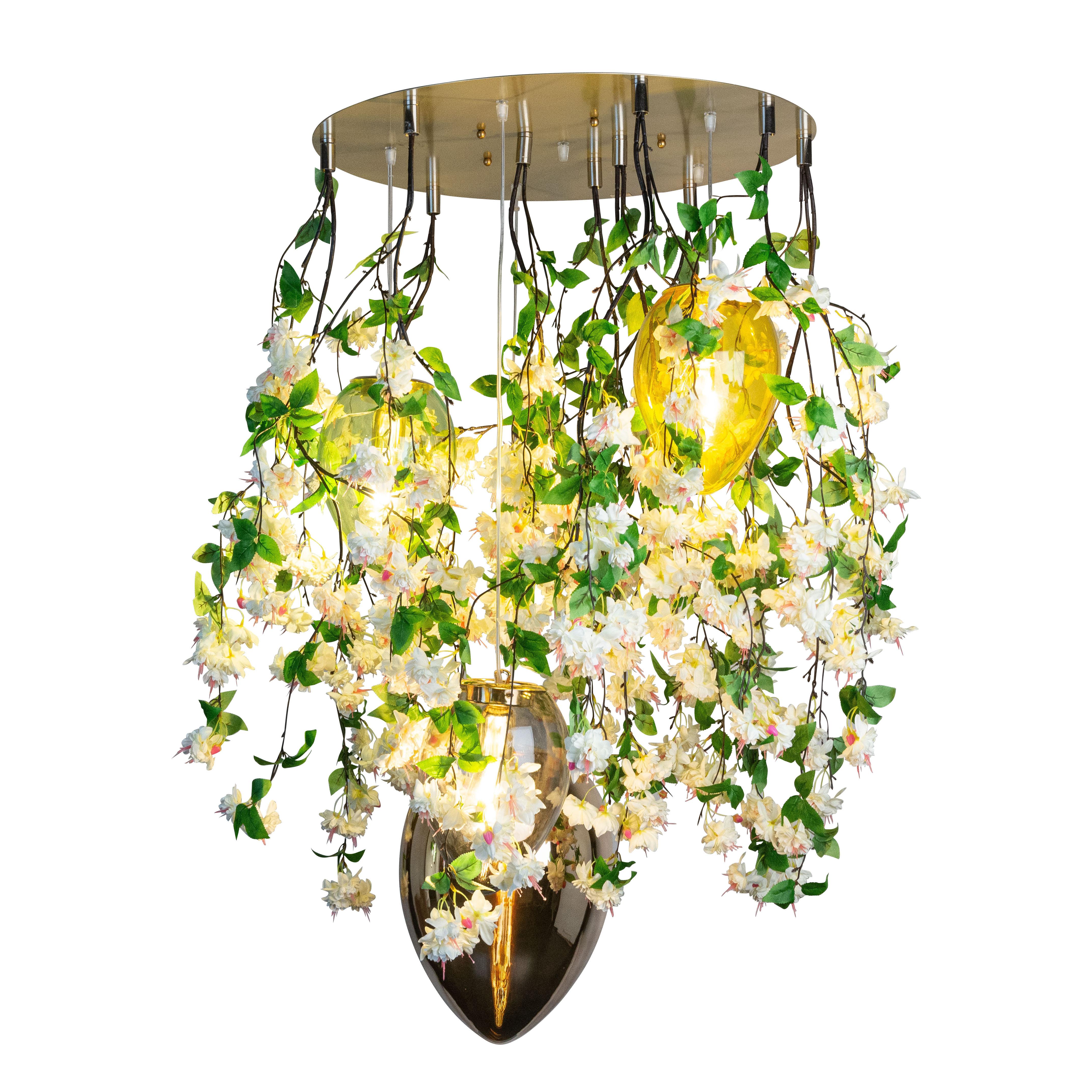 Flower Power Romantic Roses + Crystal Egg Lamps Chandelier, Venice, Italy  For Sale at 1stDibs