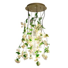 Flower Power Fuchsia Cascade Cream Small Round Chandelier, Venice, Italy