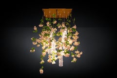 Flower Power Fuchsia Cascade Cream Square Chandelier, Venice, Italy