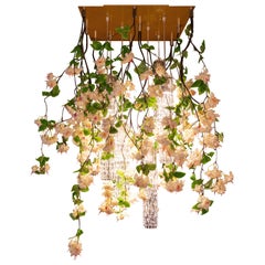 Flower Power Fuchsia Cascade Cream Square Chandelier, Venice, Italy