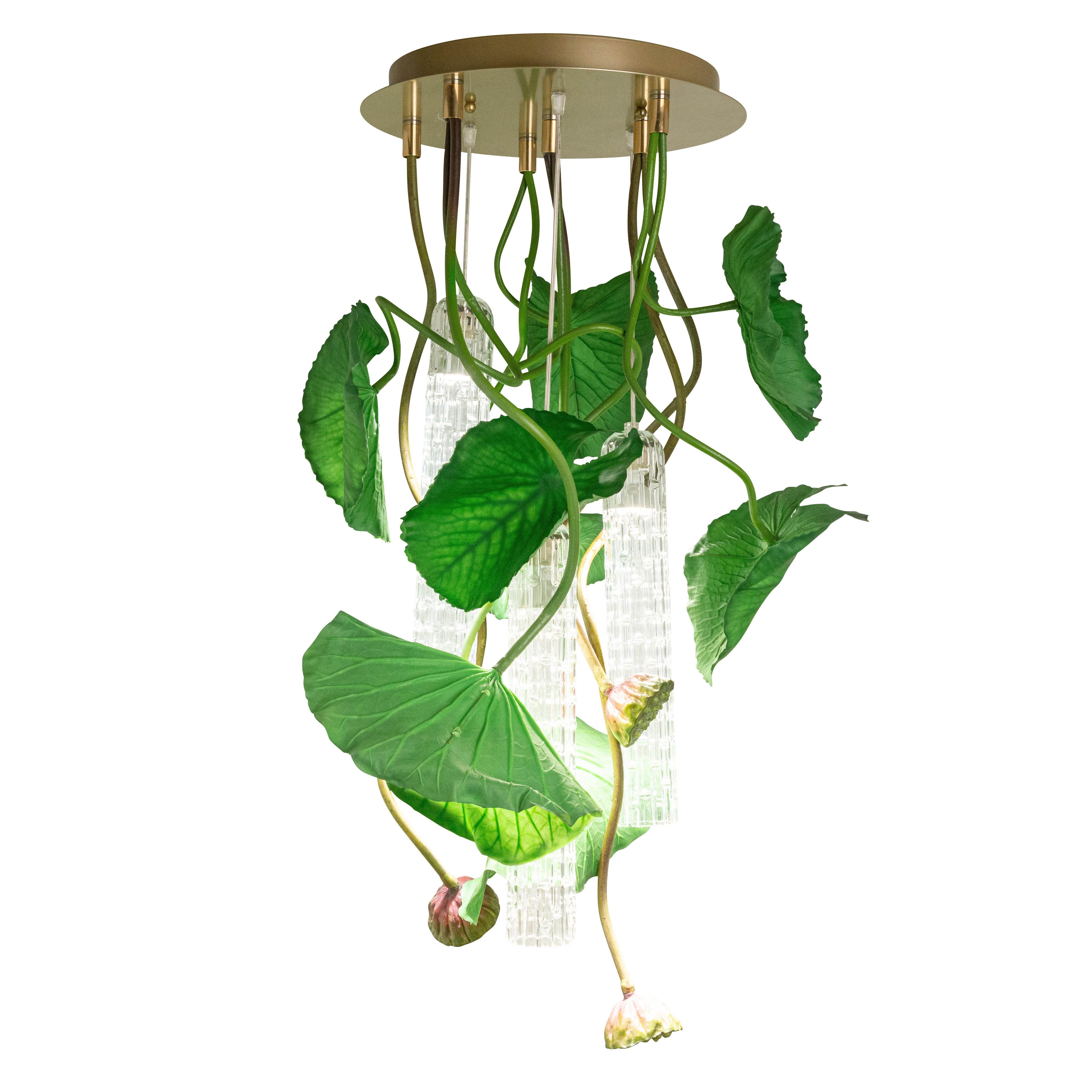 Flower Power Lotus Dichondra Round Chandelier, Venice, Italy For Sale