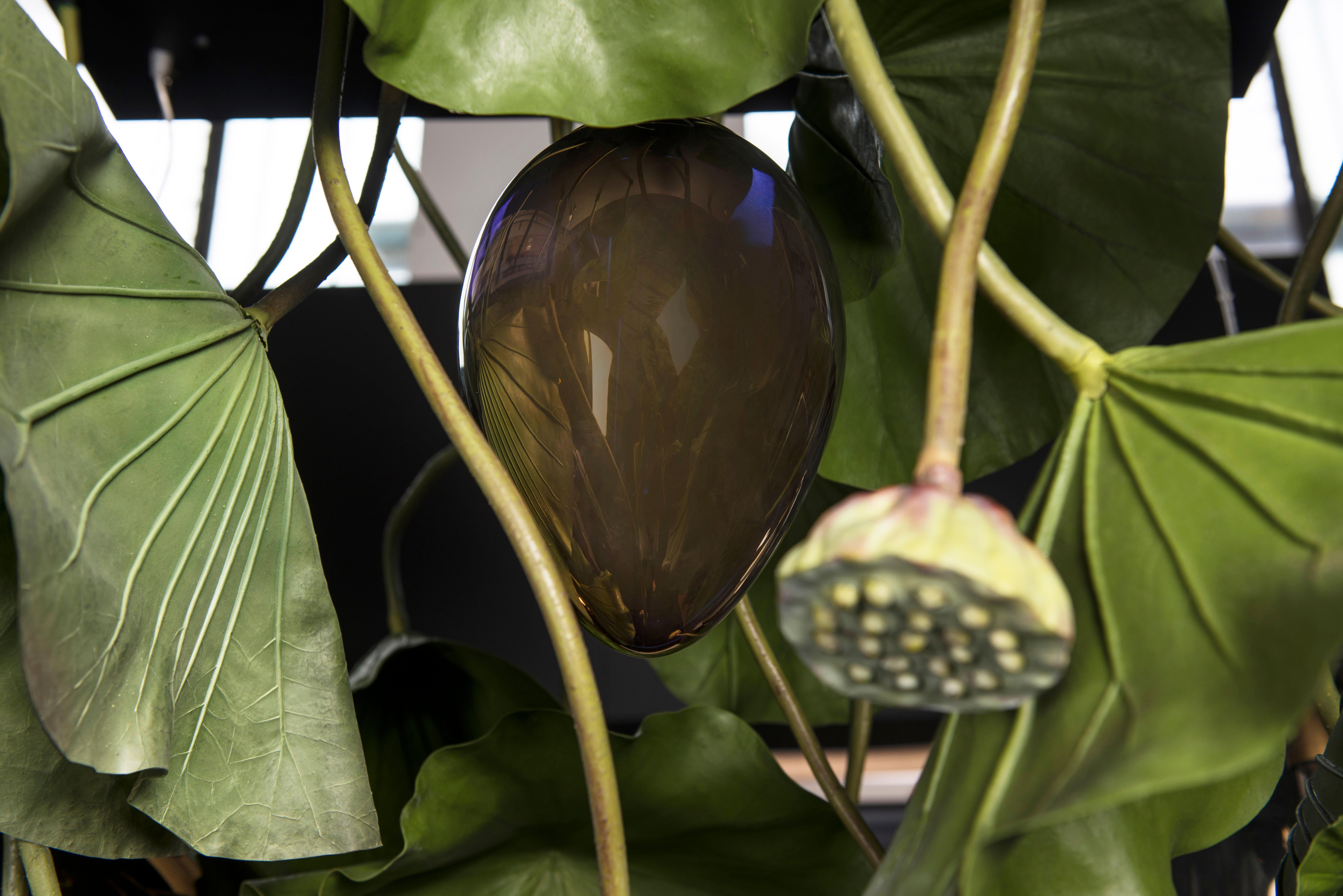 Moderne Lustre Lotus Flower Power avec œufs en verre, cm H 100, 150 x 150, Italie en vente