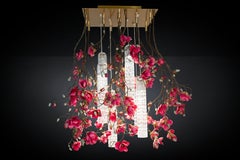 Flower Power Magnolia Fuchsia Square Chandelier, Italy