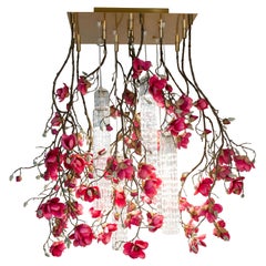 Flower Power Magnolia Fuchsia Square Chandelier, Italy