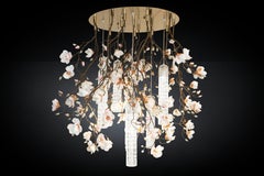 Flower Power Magnolia Pink-Cream Big Round Chandelier, Venice, Italy