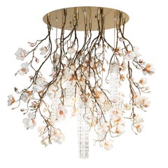 Flower Power Magnolia Pink-Cream Big Round Chandelier, Venice, Italy