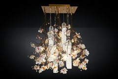 Flower Power Magnolia Pink-Cream Square Chandelier, Italy