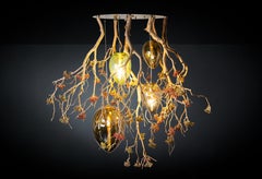 Flower Power Manzanita + Crystal Egg Lamps Chandelier, Italy