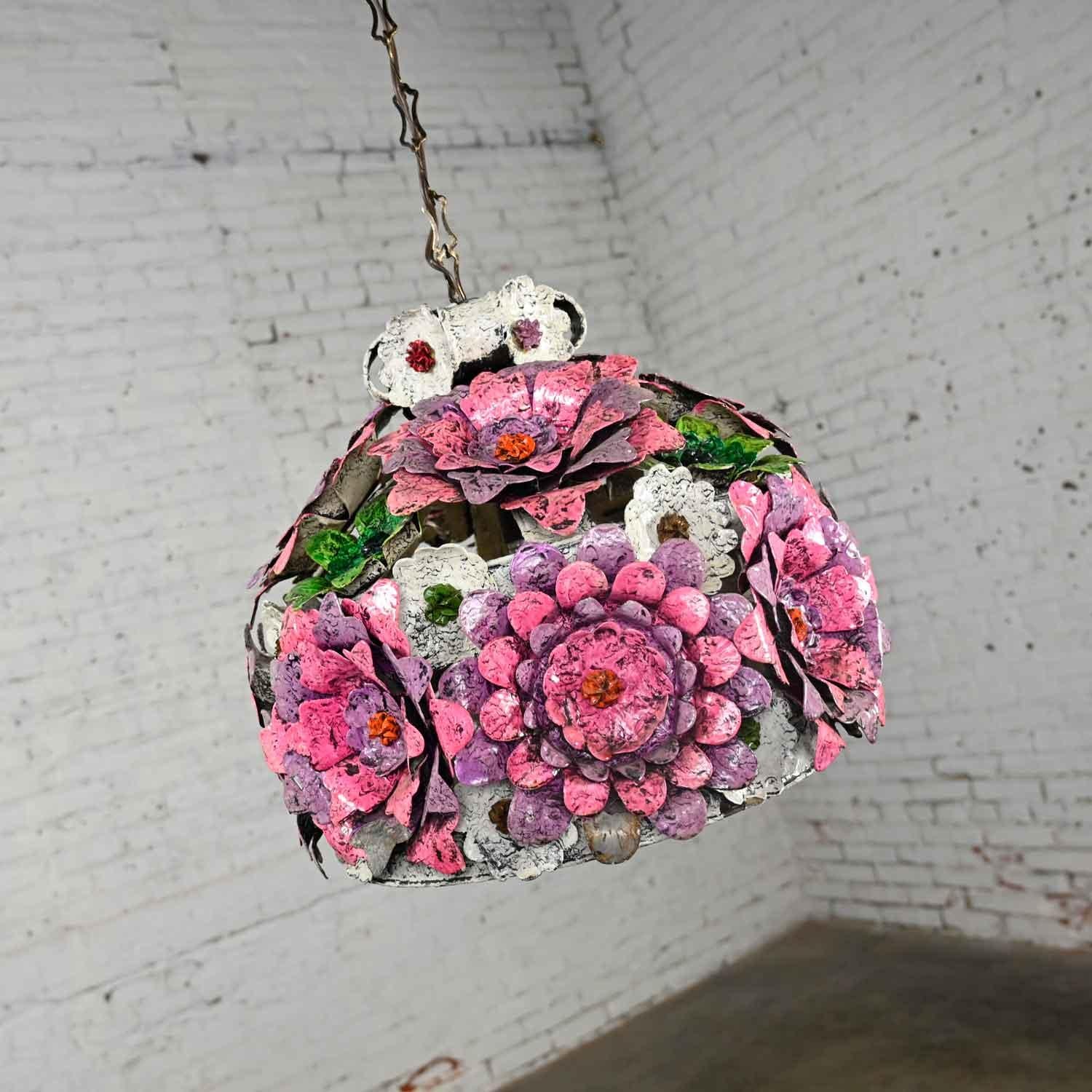 Flower Power Mod Mid-Century Modern Dome Hanging Light or Swag Lamp 4