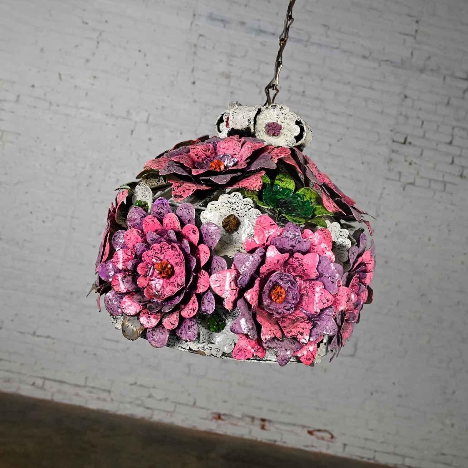 Flower Power Mod Mid-Century Modern Dome Hanging Light or Swag Lamp 5