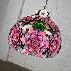 Flower Power Mod Mid-Century Modern Dome Hanging Light or Swag Lamp