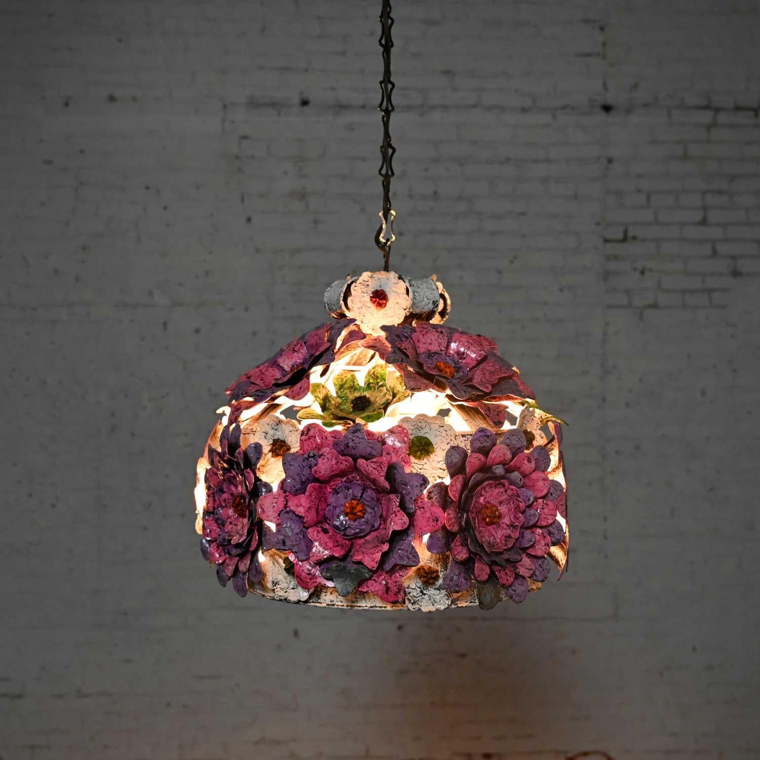 Flower Power Mod Mid-Century Modern Dome Hanging Light or Swag Lamp 1