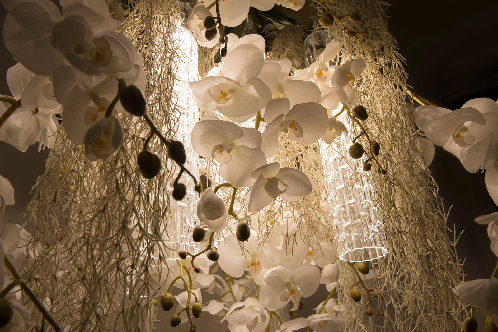 Hand-Crafted Flower Power Phalenopsis Chandelier, cm h 80 65x65, Italy For Sale