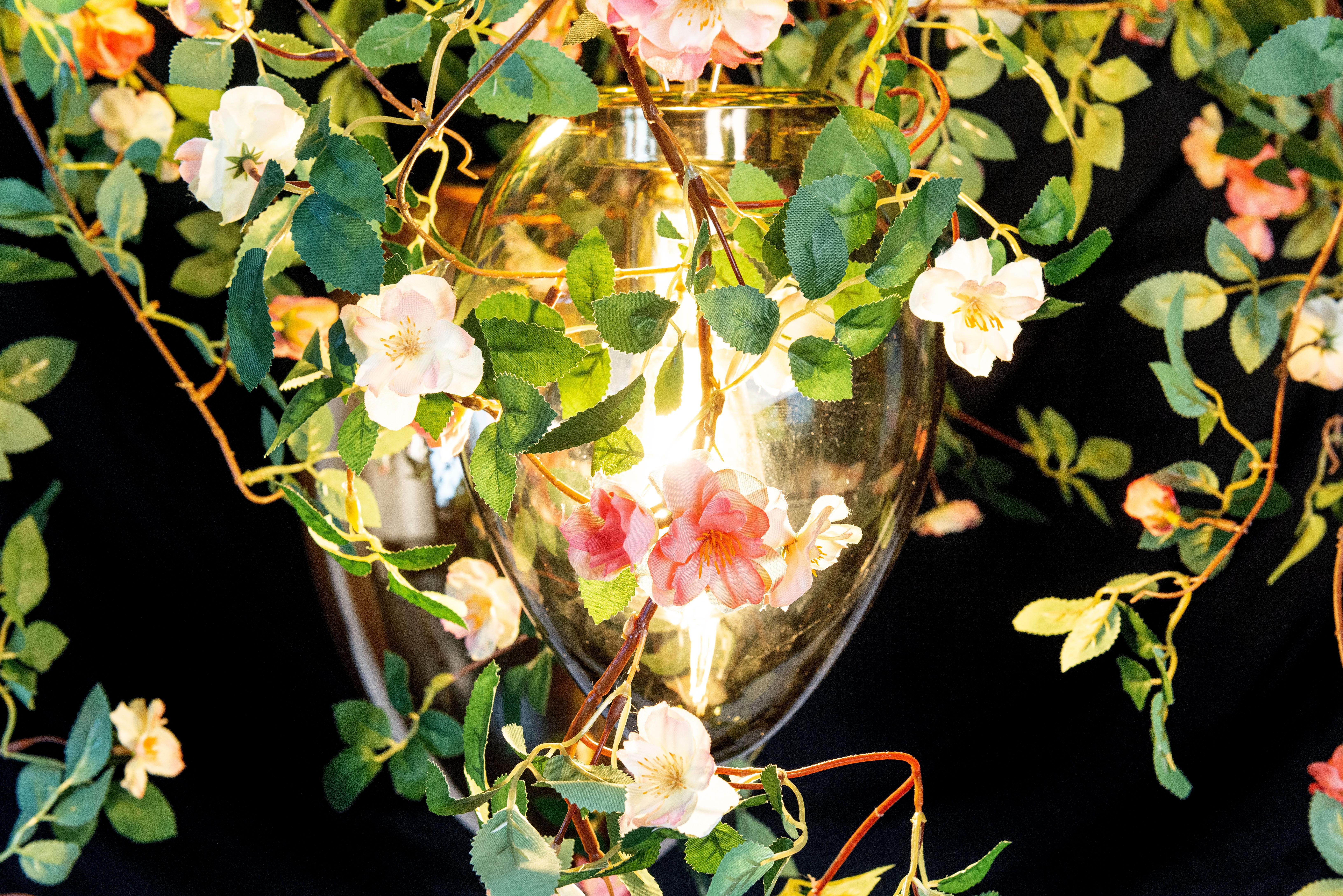 Contemporary Flower Power Romantic Roses + Crystal Egg Lamps Chandelier, Venice, Italy For Sale