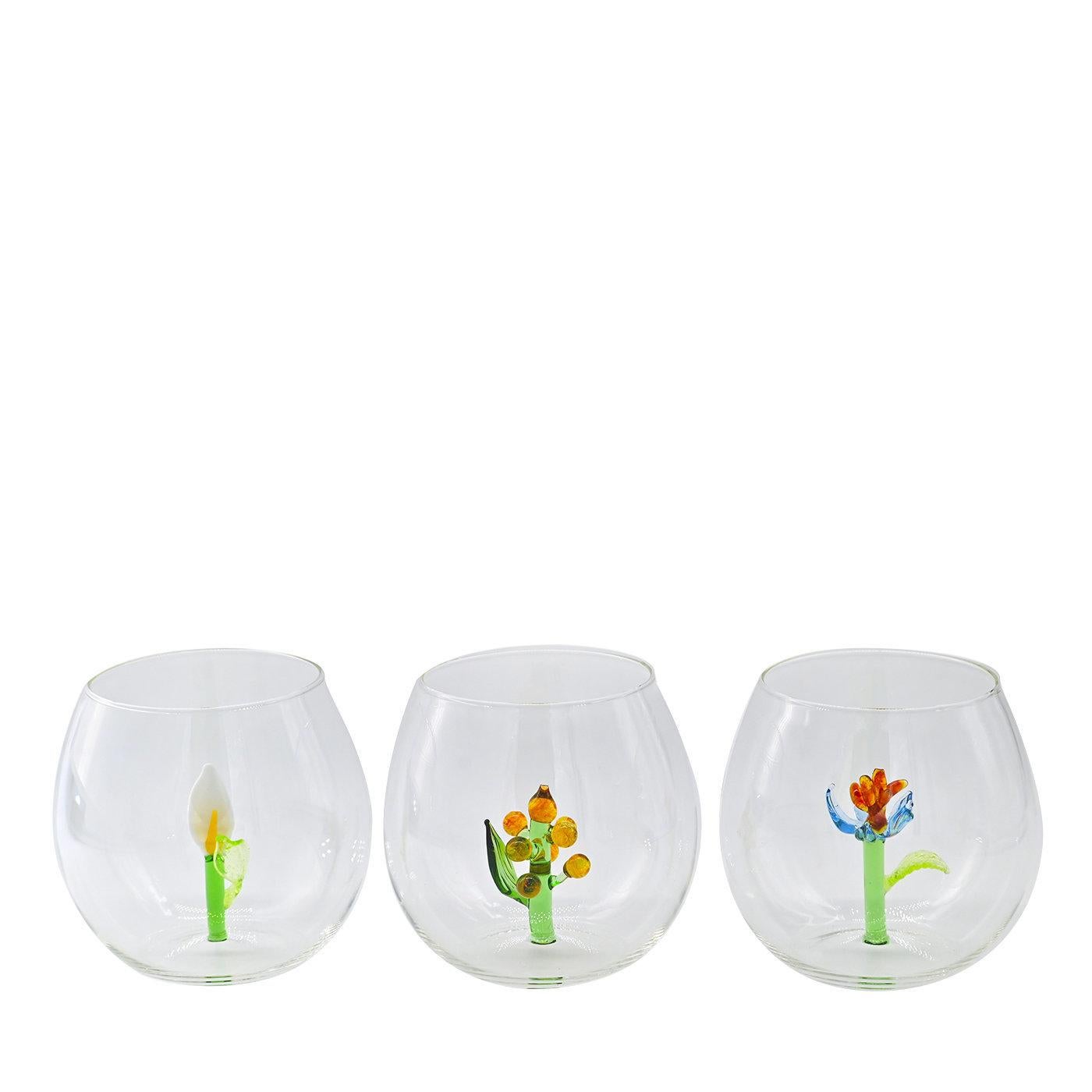 Flower Power Set of 6 Glasses and Jug by Casarialto Italiano en venta
