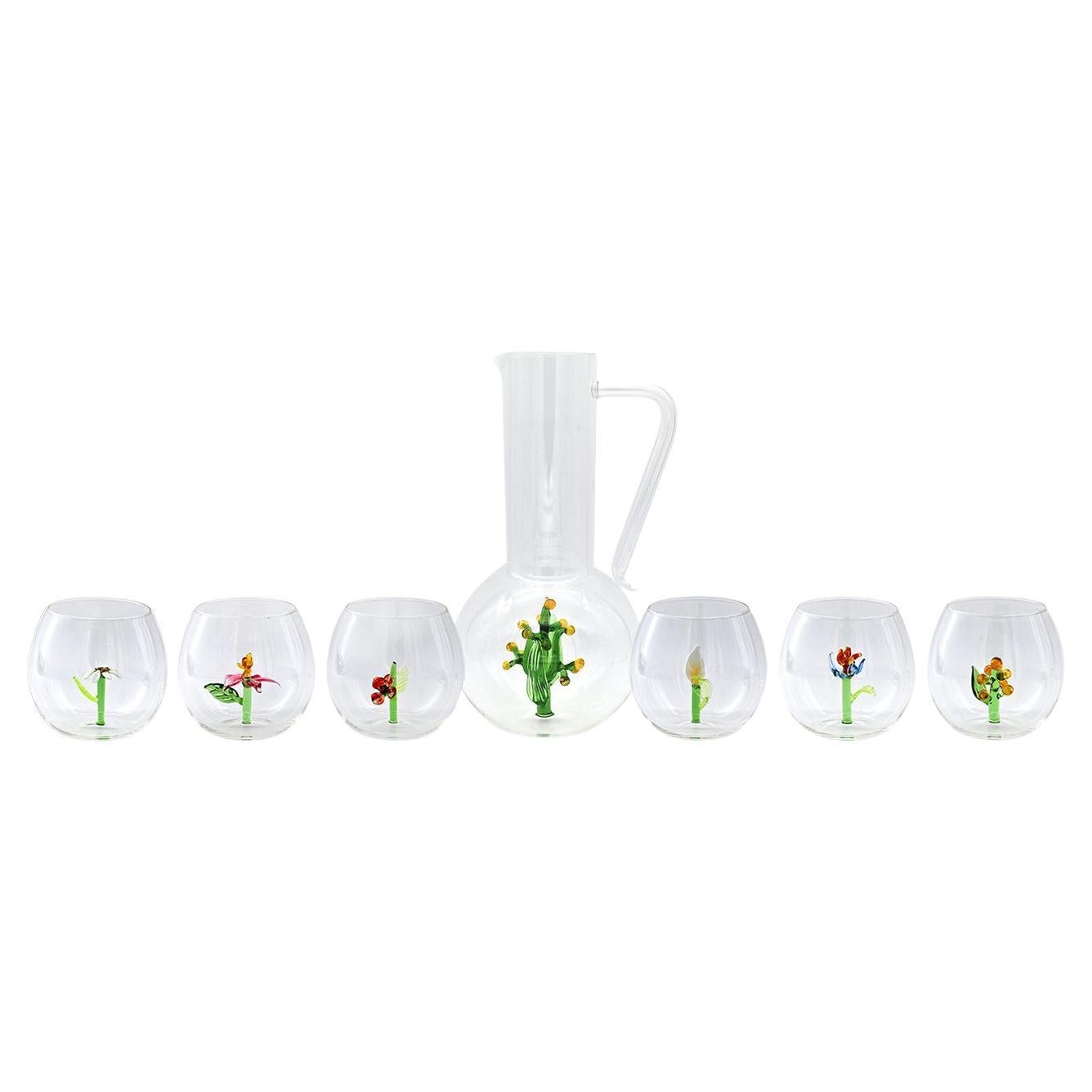 Flower Power Set of 6 Glasses and Jug by Casarialto