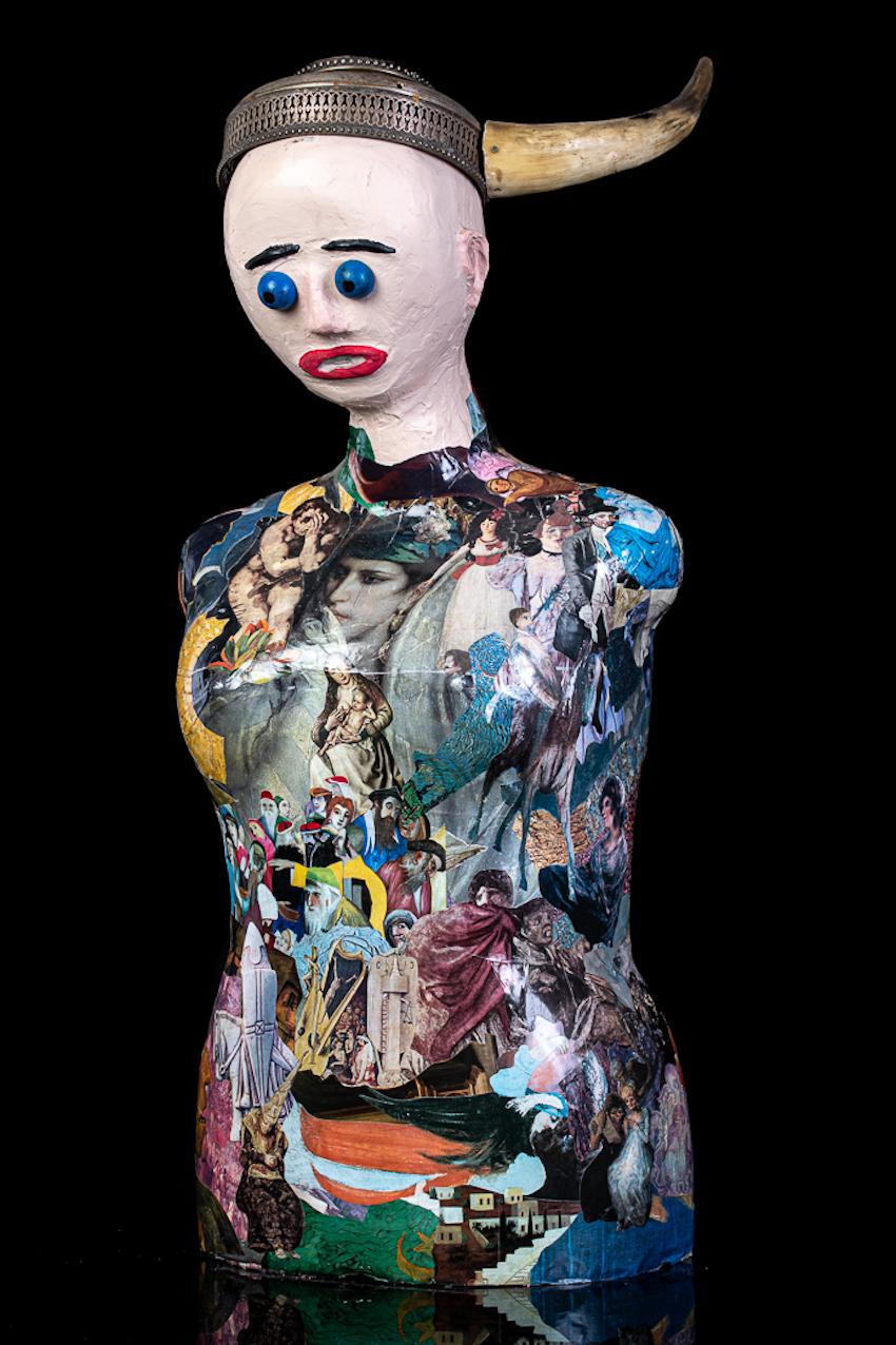 French Flower Power Shop Window Mannequin Bust For Sale
