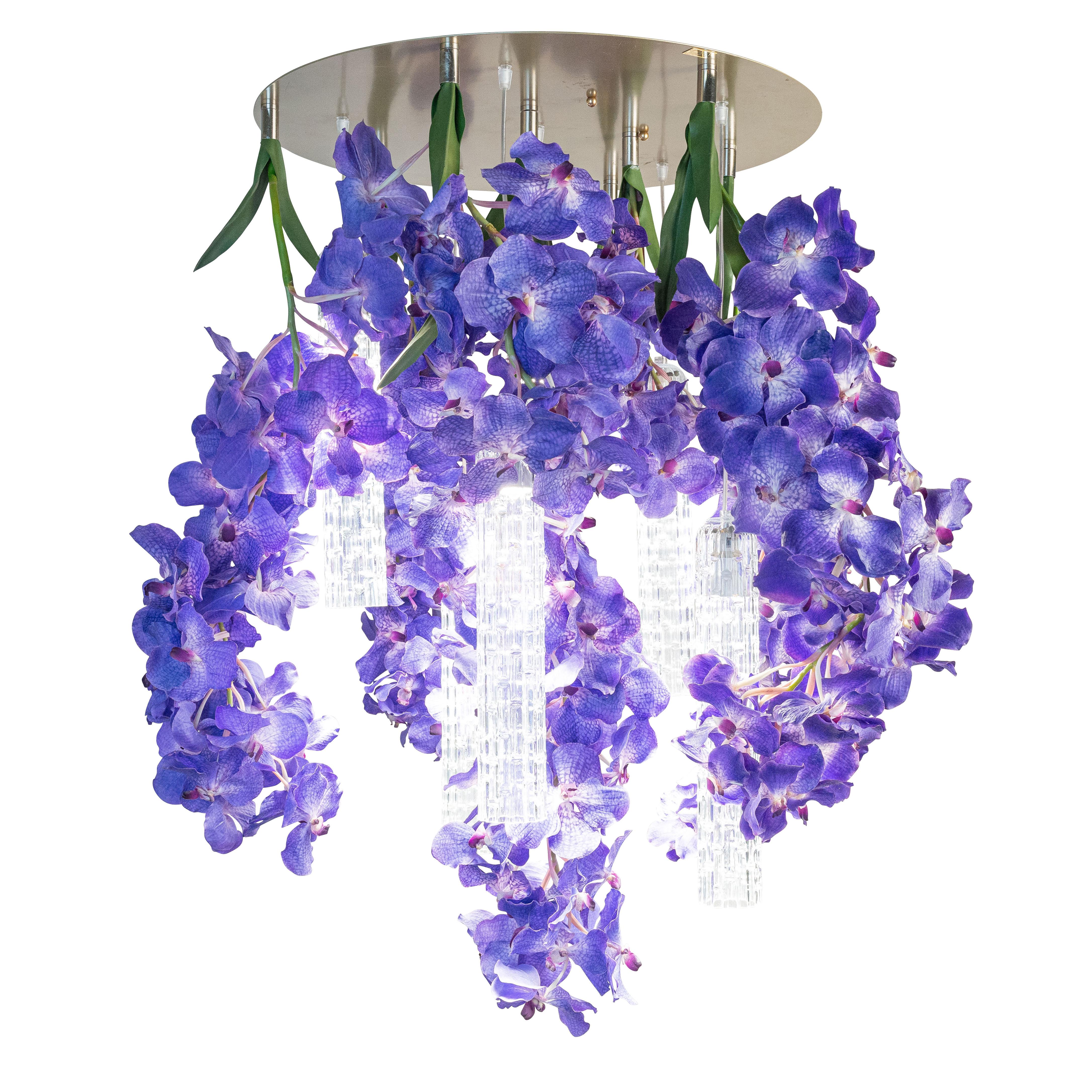 Flower Power Vanda Big Round Chandelier, Venice, Italy For Sale